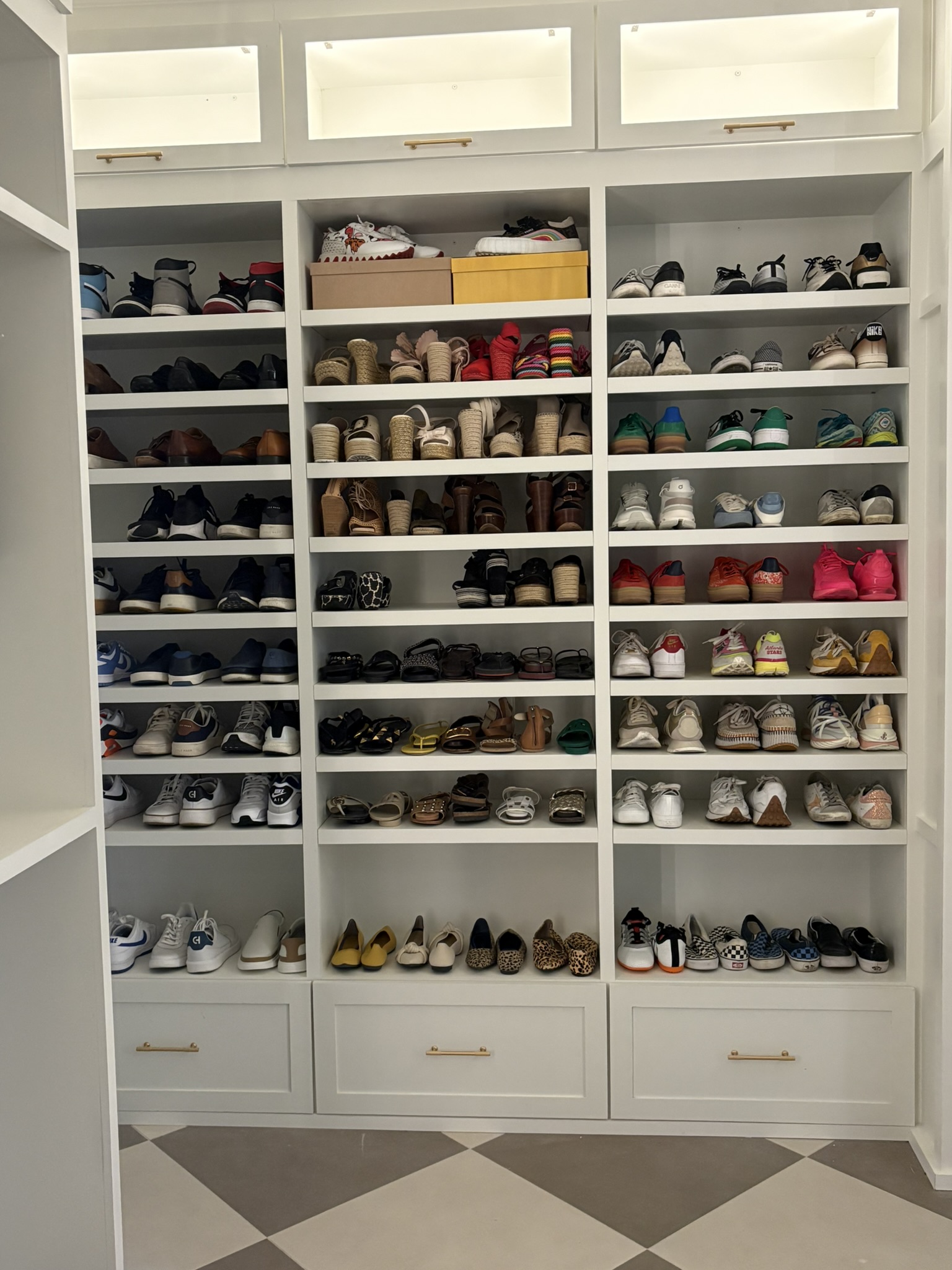 After image of a professionally organized closet section featuring shoes neatly arranged on shelves in a clean, structured system by Chaos Coordinator AZ in Arizona.